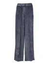 Peserico Wide-leg Trousers With Ribbed Texture In Blue