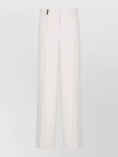 Peserico Wide Leg Velvet Ribbed Tailored Trousers In White