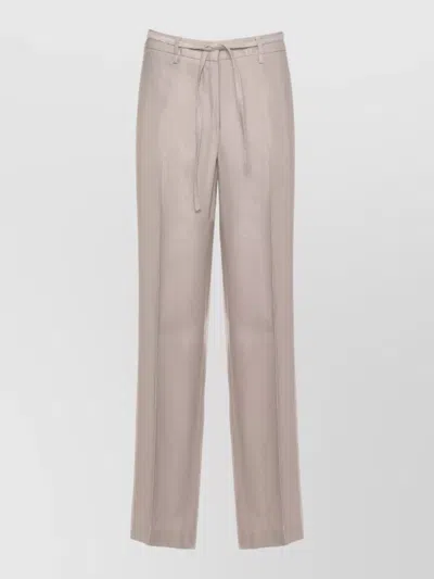 Peserico Wide Leg Viscose Linen Trousers Belt In Neutral