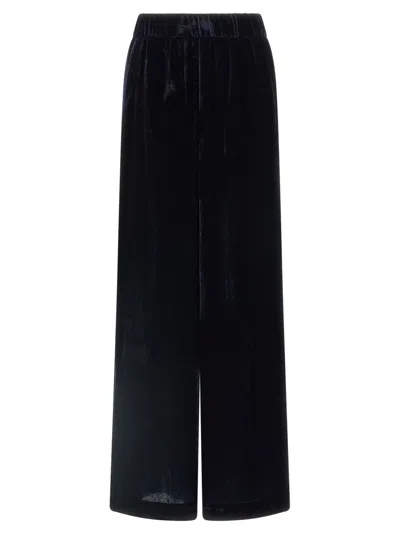 PESERICO WIDE LEG WASHED VISCOSE VELVET TROUSERS WITH TROMPE L'OEIL FLAP