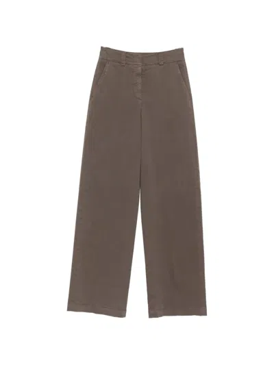 Peserico Wide-leg Cotton-twill Trousers In Brown