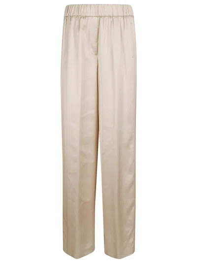Peserico Wide-leg Palazzo Trousers With Smooth Texture And Elegant Drape In Neutral