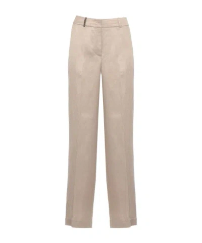 Peserico Wide-leg Pants In Brown