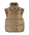 Peserico Down Vest With Winged Collar In Brown