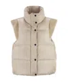 Peserico Down Vest With Winged Collar In Neutral