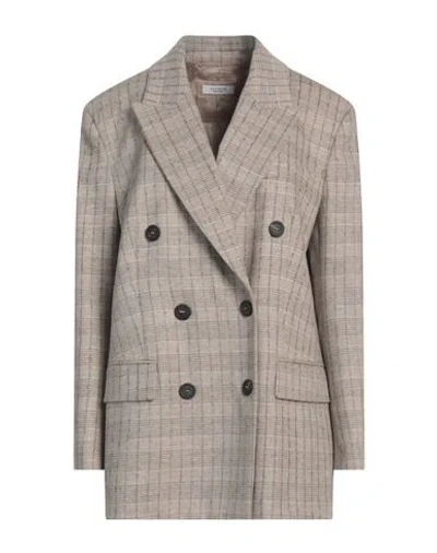 Peserico Woman Blazer Beige Size 12 Virgin Wool, Mohair Wool, Synthetic Fibers