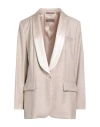 Peserico Woman Blazer Beige Size 12 Virgin Wool, Silk, Elastane In Multi