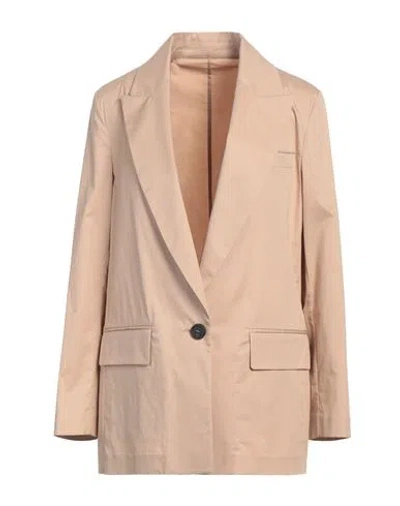 Peserico Woman Blazer Beige Size 6 Cotton, Elastane