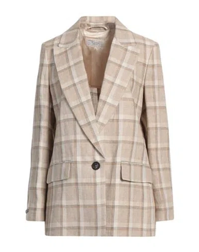 Peserico Woman Blazer Beige Size 6 Linen