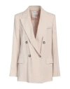Peserico Woman Blazer Beige Size 6 Linen, Viscose, Elastane In Beige