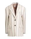 Peserico Woman Blazer Beige Size 6 Virgin Wool, Polyamide, Polyester, Elastane In Neutral