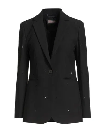 Peserico Woman Blazer Black Size 12 Polyester, Viscose, Cotton, Elastane