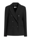 Peserico Woman Blazer Black Size 12 Polyester, Viscose, Cotton, Elastane In Black