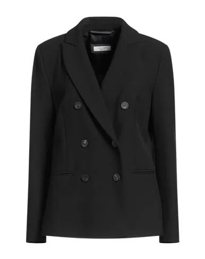 Peserico Woman Blazer Black Size 12 Polyester, Viscose, Cotton, Elastane