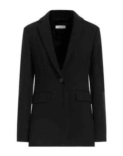 Peserico Woman Blazer Black Size 6 Polyester, Viscose, Cotton, Elastane In Black