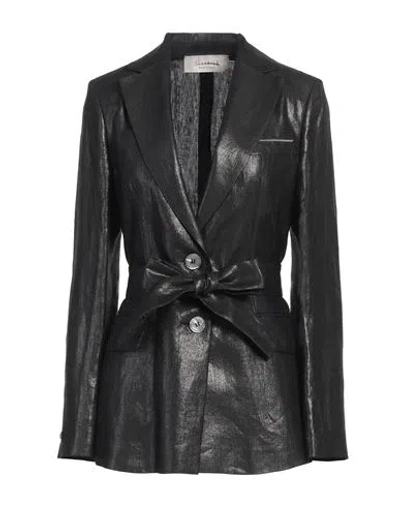 Peserico Woman Blazer Black Size 6 Linen