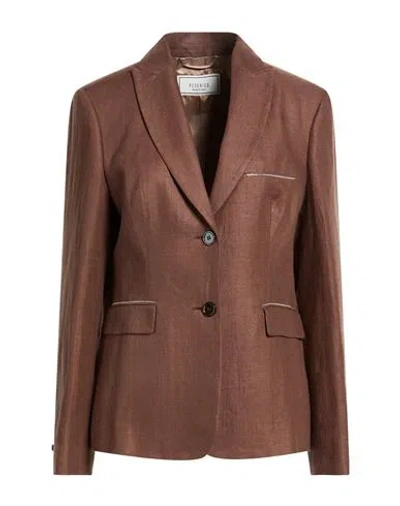 Peserico Woman Blazer Brown Size 10 Linen