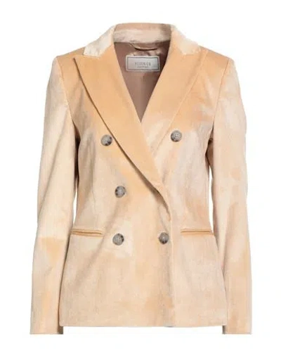 Peserico Woman Blazer Camel Size 10 Cotton, Viscose, Elastane In Neutral