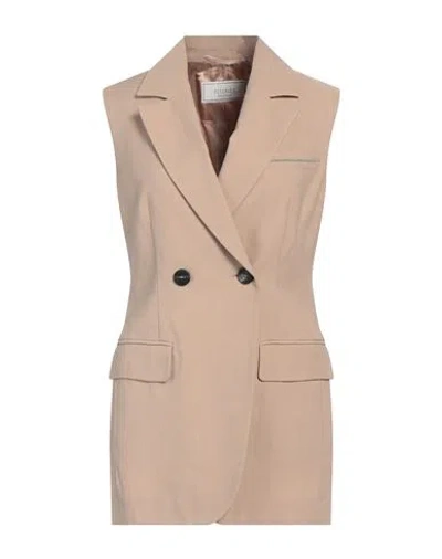 Peserico Woman Blazer Camel Size 10 Linen, Cotton In Beige