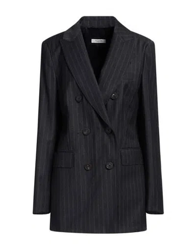 Peserico Woman Blazer Charcoal Size 10 Virgin Wool In Black