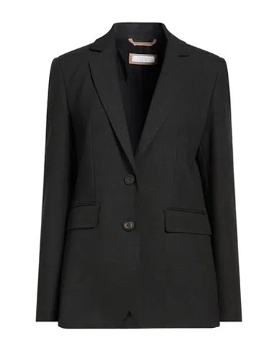 Peserico Woman Blazer Charcoal Size 6 Polyester, Viscose, Cotton, Elastane In Gray