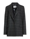 Peserico Checked Print Blazer In Black