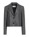 Peserico Woman Blazer Charcoal Size 6 Virgin Wool, Polyamide, Polyester, Elastane In Black