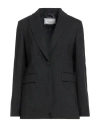 Peserico Woman Blazer Charcoal Size 6 Wool, Polyester, Elastane In Black