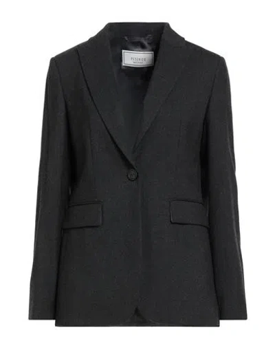 Peserico Woman Blazer Charcoal Size 6 Wool, Polyester, Elastane In Black