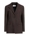 Peserico Woman Blazer Chocolate Brown Size 6 Viscose, Virgin Wool In Brown