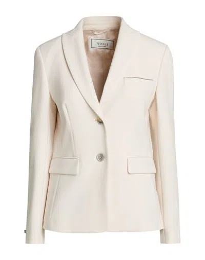 Peserico Woman Blazer Cream Size 4 Polyester, Viscose, Cotton, Elastane In Gray
