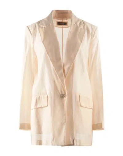 Peserico Woman Blazer Cream Size 6 Cotton, Silk In White
