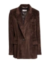 Peserico Woman Blazer Dark Brown Size 6 Viscose, Cotton, Silk