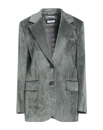 Peserico Woman Blazer Green Size 12 Cotton, Elastane