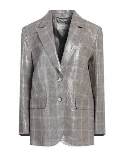 Peserico Woman Blazer Grey Size 6 Linen