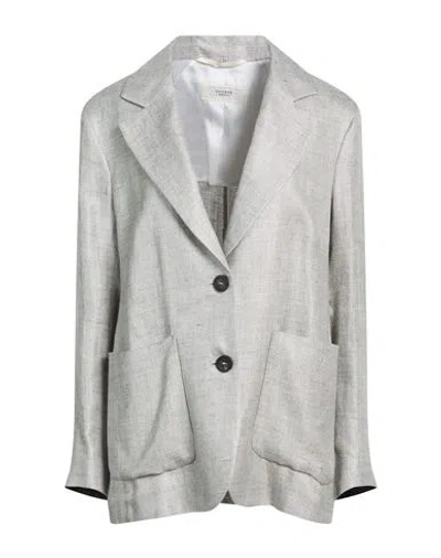 Peserico Woman Blazer Grey Size 6 Linen, Acetate In Gray
