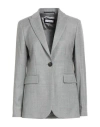 Peserico Woman Blazer Grey Size 6 Virgin Wool, Polyamide, Metallic Fiber In Gray