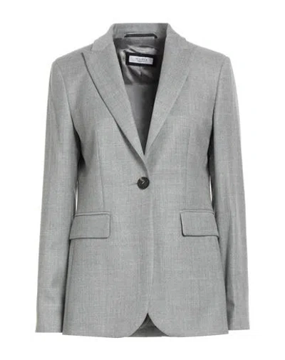 Peserico Woman Blazer Grey Size 6 Virgin Wool, Polyamide, Metallic Fiber In Gray