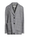 Peserico Woman Blazer Grey Size 8 Linen In Grey