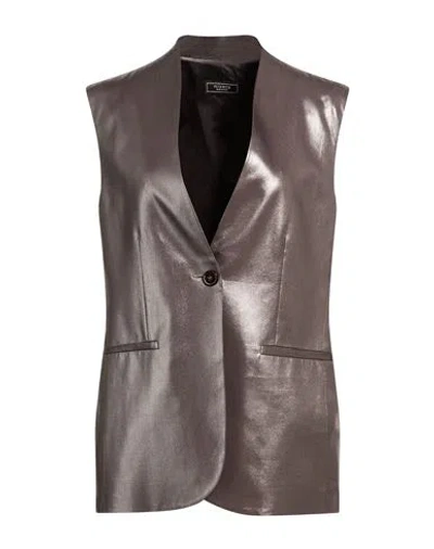 Peserico Woman Blazer Gunmetal Size 6 Viscose In Brown