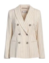 Peserico Easy Woman Blazer Ivory Size 10 Linen, Viscose In White
