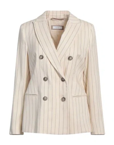Peserico Easy Woman Blazer Ivory Size 10 Linen, Viscose In White