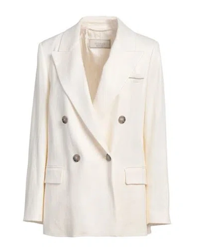 Peserico Woman Blazer Ivory Size 4 Linen, Viscose, Elastane In White