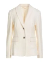 Peserico Woman Blazer Ivory Size 6 Cotton, Linen, Polyamide, Elastane