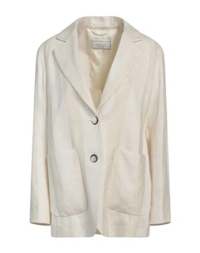Peserico Woman Blazer Ivory Size 6 Linen, Viscose In White