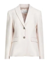 Peserico Woman Blazer Ivory Size 6 Polyester, Viscose, Cotton, Elastane In Neutral