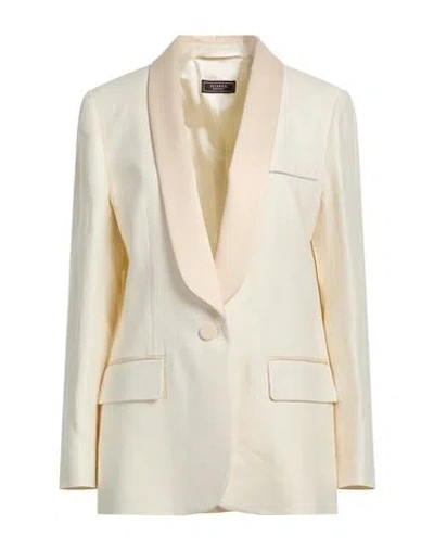 Peserico Woman Blazer Ivory Size 8 Linen, Polyester In White
