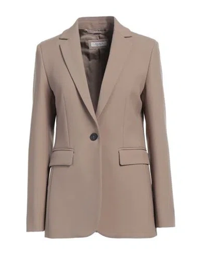Peserico Woman Blazer Khaki Size 8 Polyester, Viscose, Cotton, Elastane In Beige