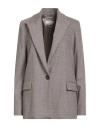 Peserico Woman Blazer Khaki Size 12 Virgin Wool, Cashmere, Elastane In Brown