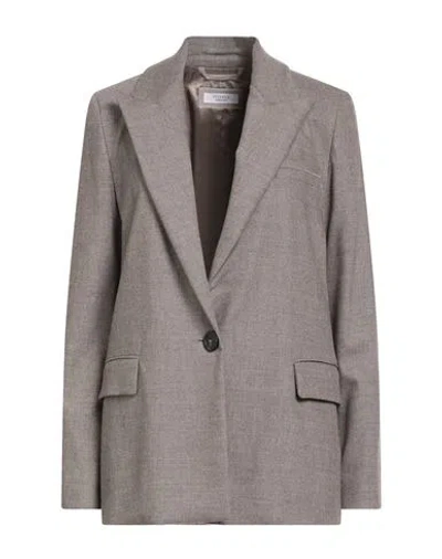 Peserico Woman Blazer Khaki Size 12 Virgin Wool, Cashmere, Elastane In Brown